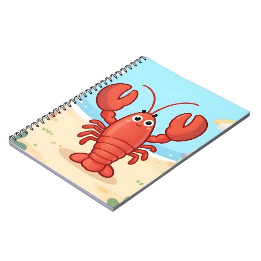 Cute lobster at the beach ノートブック (左側)