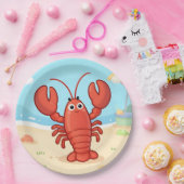 Cute lobster at the beach ペーパープレート (パーティー)