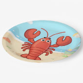 Cute lobster at the beach ペーパープレート (アングル)