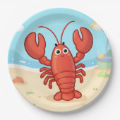 Cute lobster at the beach ペーパープレート (正面)