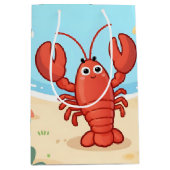 Cute lobster at the beach ミディアムペーパーバッグ (正面)