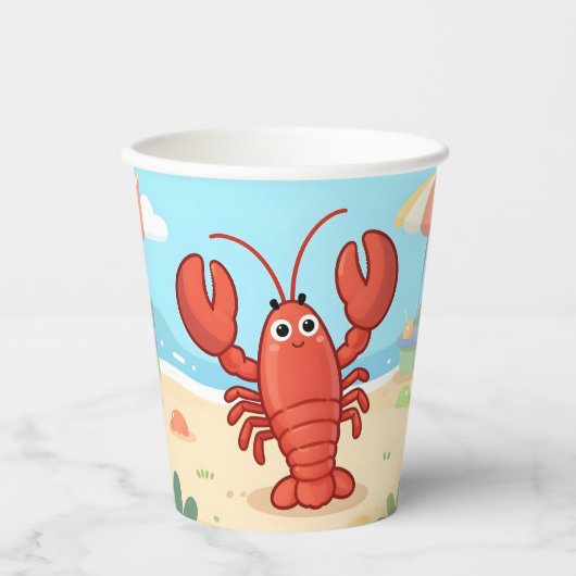 Cute lobster at the beach 紙コップ (正面)