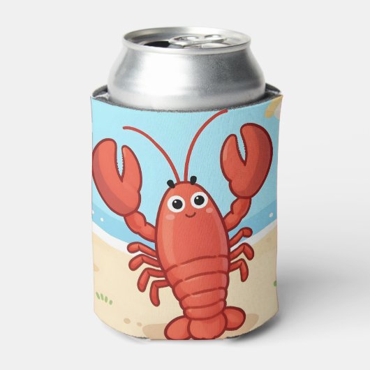 Cute lobster at the beach 缶クーラー (缶正面)