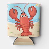 Cute lobster at the beach 缶クーラー (正面)