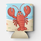 Cute lobster at the beach 缶クーラー (裏面)