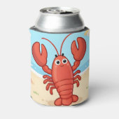 Cute lobster at the beach 缶クーラー (缶裏面)