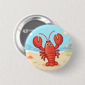 Cute lobster at the beach 缶バッジ (正面&裏面)