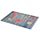 Cute lobster crab lemons crustaceans striped カッティングボード (角)