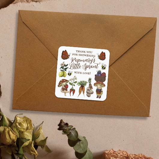 Cute Locally Grown Little Sprout Baby Shower スクエアシール