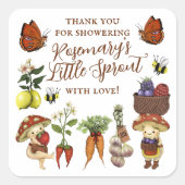Cute Locally Grown Little Sprout Baby Shower スクエアシール (正面)