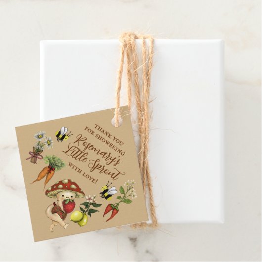 Cute Locally Grown Little Sprout Baby Shower フェイバータグ (インサイチュ)