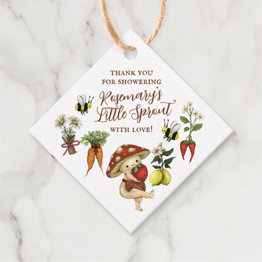 Cute Locally Grown Little Sprout Baby Shower フェイバータグ (正面)