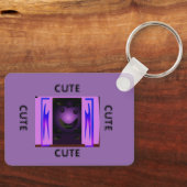 CUTE_LOGO_PINK_BLACK_Aluminum キーホルダー (正面)