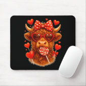 Cute Lollip Highland Cow Valentine's Day Red Heart マウスパッド (マウス)