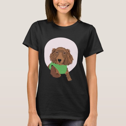 Cute Long Haired Dachshund Tシャツ (正面)