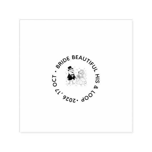 Cute Loop Character Cartoon Wedding Stamp セルフインキングスタンプ (デザイン)