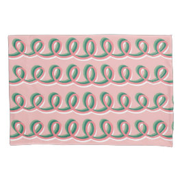 Cute Looped Pink and Green Pillow Case 枕カバー