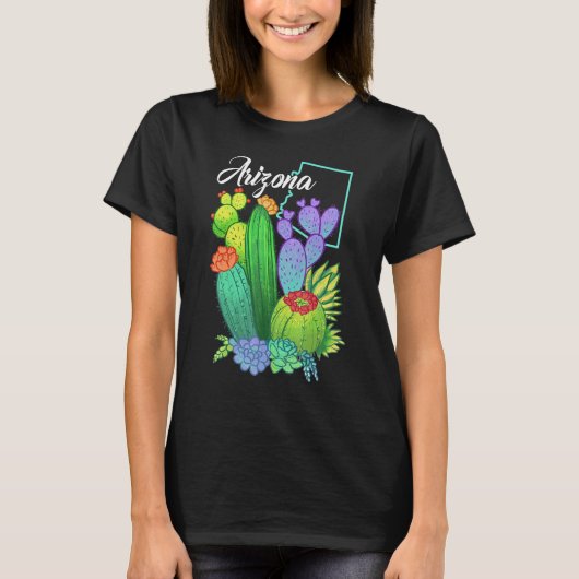 Cute Love Arizona Blooming Cactus Flowers Tシャツ (正面)