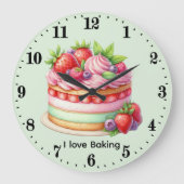 Cute love baking customizable ラージ壁時計 (正面)