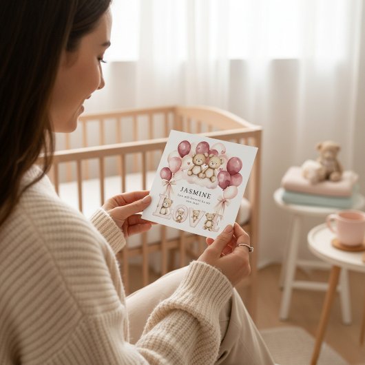 cute Love Balloons Watercolor Valentine カード