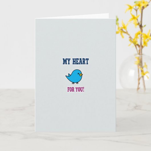 Cute Love Bird Heart Card カード (黄色い花)