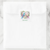 Cute love birds customizable Wedding  スクエアシール (バッグ)