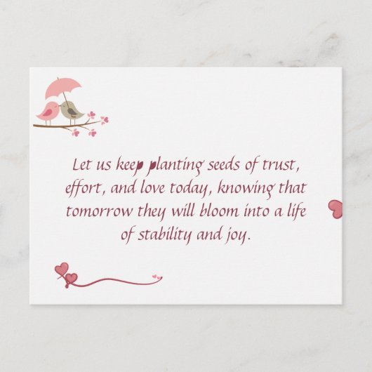 Cute Love Birds Postcard | Shared Future & Growth  ポストカード (正面)