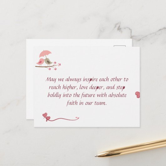 Cute Love Birds Postcard | Shared Future & Growth ポストカード (正面/裏面インサイチュ)