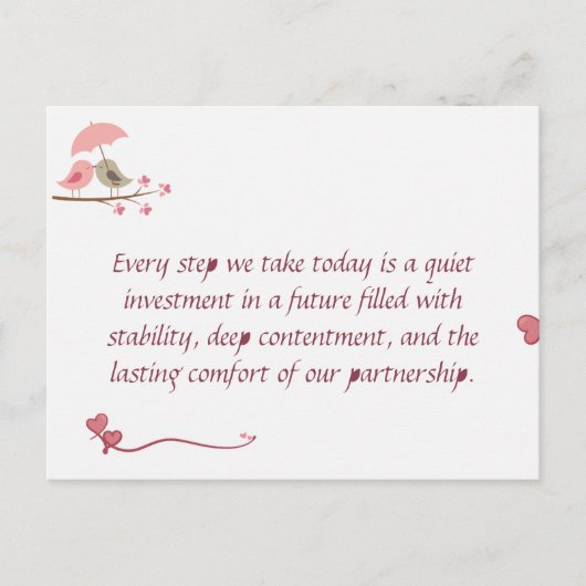 Cute Love Birds Postcard | Shared Future & Growth  ポストカード (正面)