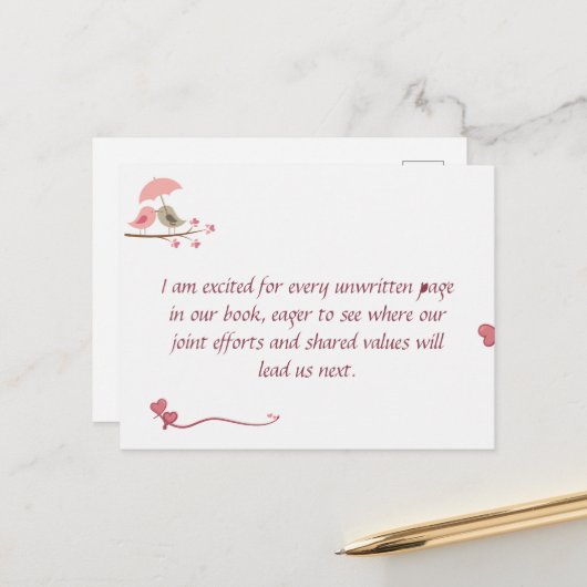 Cute Love Birds Postcard | Shared Future & Growth ポストカード (正面/裏面インサイチュ)