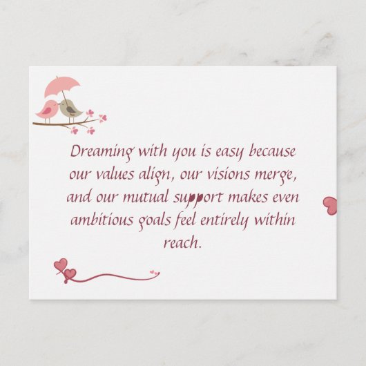 Cute Love Birds Postcard | Shared Future & Growth ポストカード (正面)