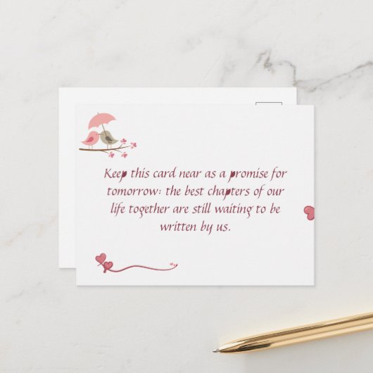 Cute Love Birds Postcard | Shared Future & Growth ポストカード (正面/裏面インサイチュ)