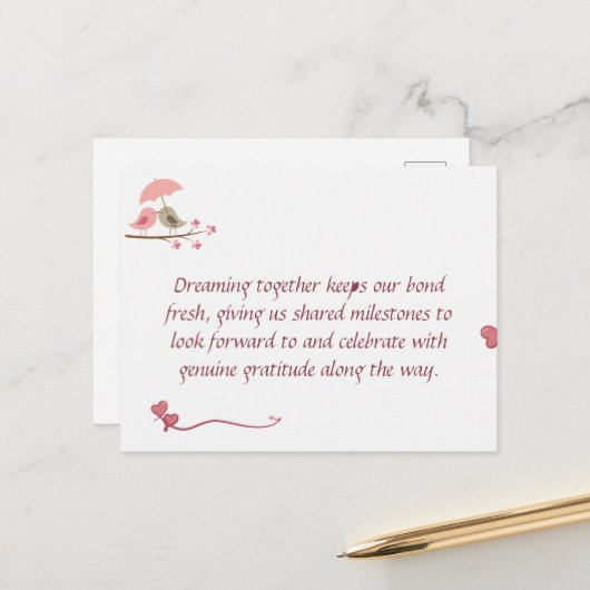 Cute Love Birds Postcard | Shared Future & Growth ポストカード (正面/裏面インサイチュ)