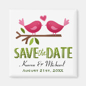 Cute Love Birds Save the Date  マグネット (正面)