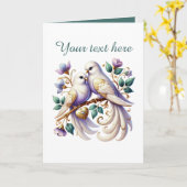 Cute love birds Wedding add text カード (黄色い花)