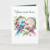 Cute love birds Wedding add text カード (正面)