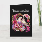 Cute love birds Wedding add text  カード (正面)