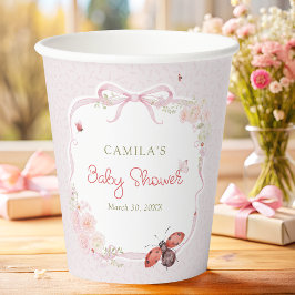 Cute Love Bug Bloom Girl Baby Shower Paper Cups 紙コップ