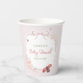Cute Love Bug Bloom Girl Baby Shower Paper Cups 紙コップ (正面)