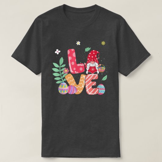 Cute Love Bunny Gnome & Eggs Hunting Egg Season Ea Tシャツ (デザイン正面)