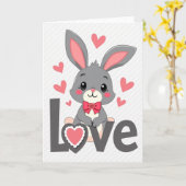 Cute Love Bunny Hearts Card カード (黄色い花)