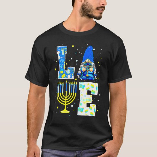 Cute LOVE Hanukkah Decorations Dreidel Menorah Cha Tシャツ (正面)