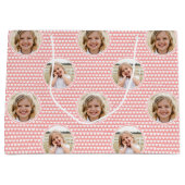 Cute Love Heart 2 Photo Pretty Apricot Pink ラージペーパーバッグ (正面)