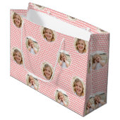 Cute Love Heart 2 Photo Pretty Apricot Pink ラージペーパーバッグ (正面アングル)