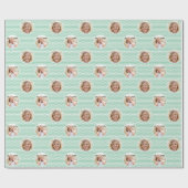 Cute Love Heart 2 Photo Pretty Mint Pattern ラッピングペーパー (フラット)