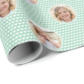 Cute Love Heart 2 Photo Pretty Mint Pattern ラッピングペーパー (ロールコーナー)