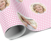 Cute Love Heart 2 Photo Pretty Pink Pattern ラッピングペーパー (ロールコーナー)