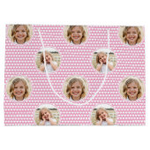 Cute Love Heart 2 Photo Pretty Pink Pattern ラージペーパーバッグ (裏面)