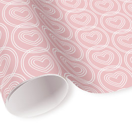 Cute Love Heart Circles Blush Pink Modern Pattern ラッピングペーパー