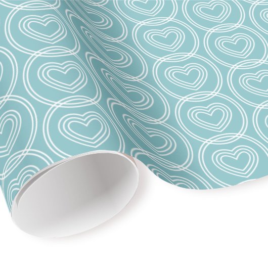 Cute Love Heart Circles Teal Blue Modern Pattern ラッピングペーパー